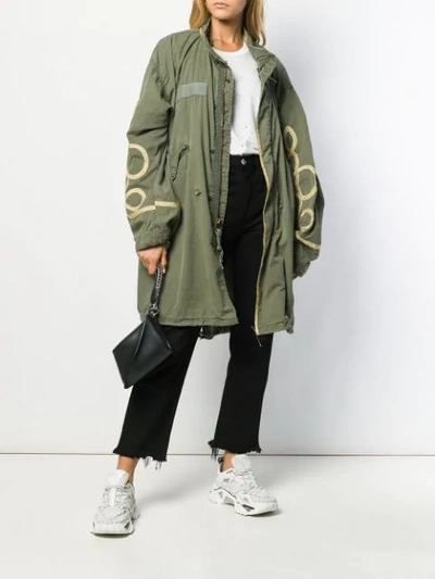Shop R13 Embroidered Parka Coat In Green