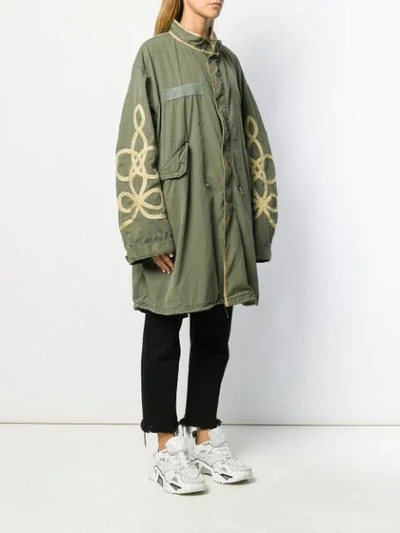 Shop R13 Embroidered Parka Coat In Green