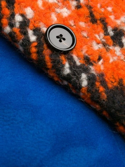 Shop Marni Sleeveless Plaid Fringe Coat In Orange