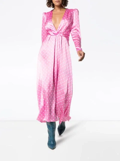 Shop Alessandra Rich Polka Dot Maxi Dress In Pink