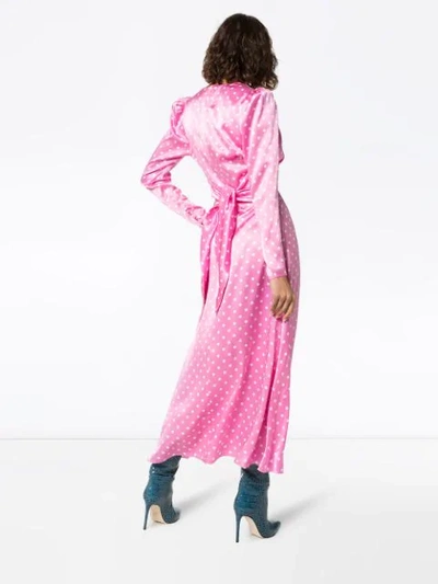 Shop Alessandra Rich Polka Dot Maxi Dress In Pink