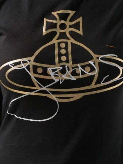 Shop Vivienne Westwood Anglomania Metallic Effect Printed Logo T In Black