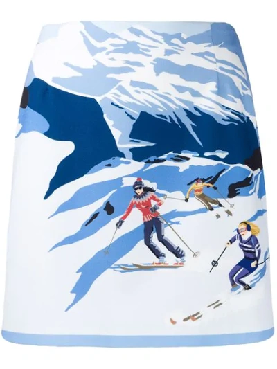 Shop Pinko Ski Print Skirt In Blue