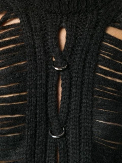 Shop Diesel Black Gold Slashed Cable-knit Cardigan In Black