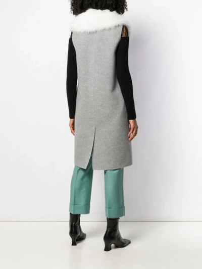 Shop Fendi Cashmere Fur-trimmed Gilet In Grey