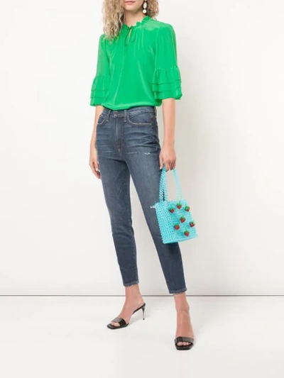 Shop Alice And Olivia 'julius' Tunika Mit Gestuften Armelan In Green