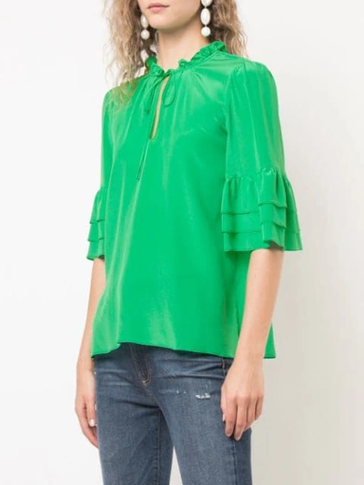 Shop Alice And Olivia 'julius' Tunika Mit Gestuften Armelan In Green