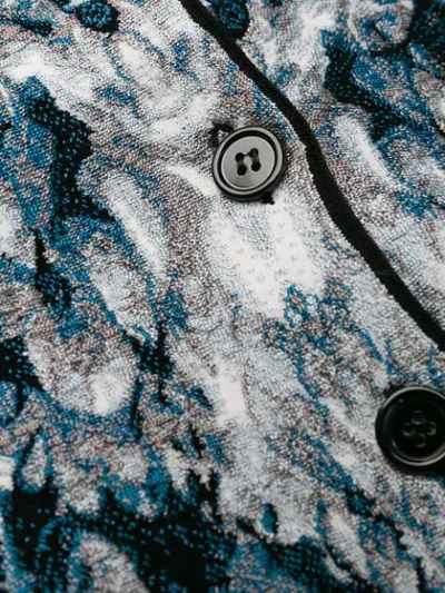 Shop Alexander Mcqueen Abstract Pattern Knitted Peplum Cardigan In Blue