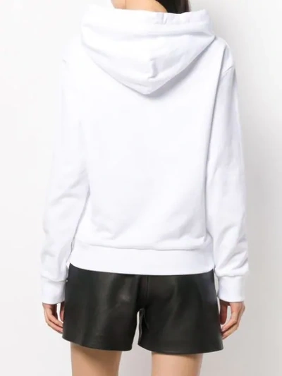 Shop Versace Logo Safety Pin Hoodie In White