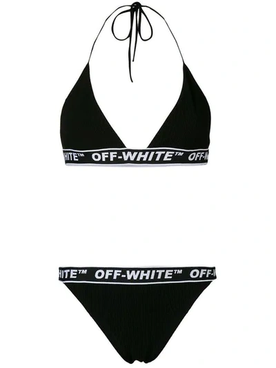 Shop Off-white Logo Print Bikini In 1000 Black