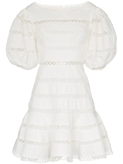 Shop Zimmermann Bowie Contour Hailspot Dress In White