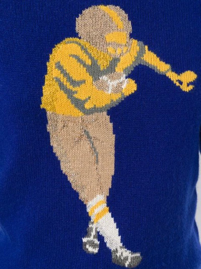 Shop Coach Football Intarsia Sweater In Blue