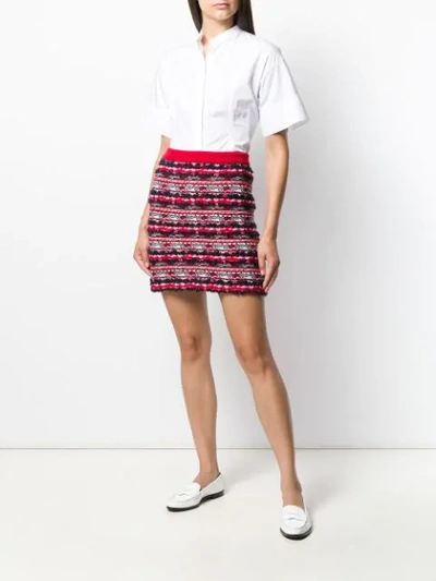 Shop Thom Browne Woven Mini Skirt In Red