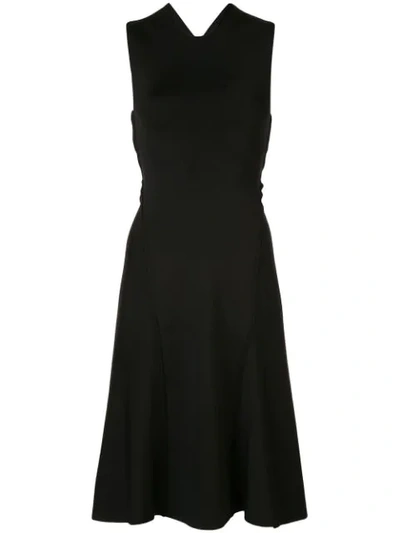 Shop Victoria Beckham Cross Back Midi Dress In Black