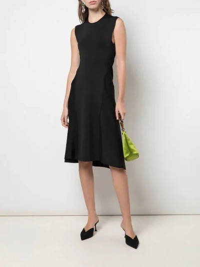Shop Victoria Beckham Cross Back Midi Dress In Black