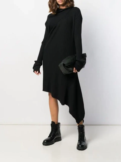 Shop Marques' Almeida Ribbed-knit Asymmetric Dress In Black