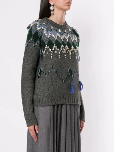 Shop Dice Kayek Patterned Knit Jumper In Grey