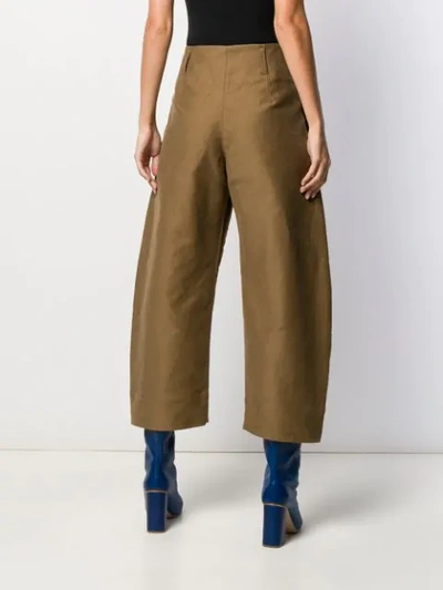 Shop Lemaire High Waisted Cropped Trousers In Brown