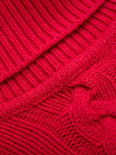 Shop Be Blumarine Roll Neck Cable Knit Sweater In Red
