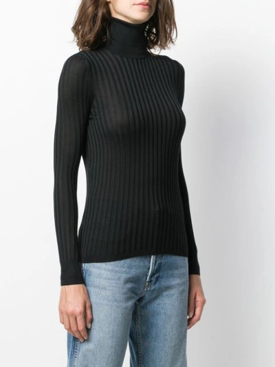 Shop Gucci Fine Silk Turtleneck Knitted Top In Black