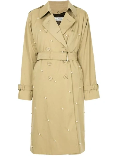 Shop Tu Es Mon Tresor Tu Es Mon Trésor Embellished Trench Coat - Brown