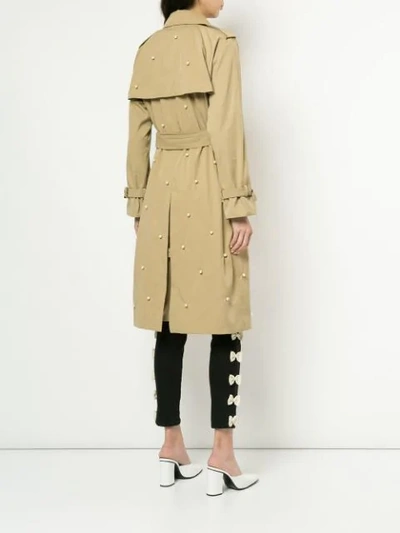 Shop Tu Es Mon Tresor Tu Es Mon Trésor Embellished Trench Coat - Brown