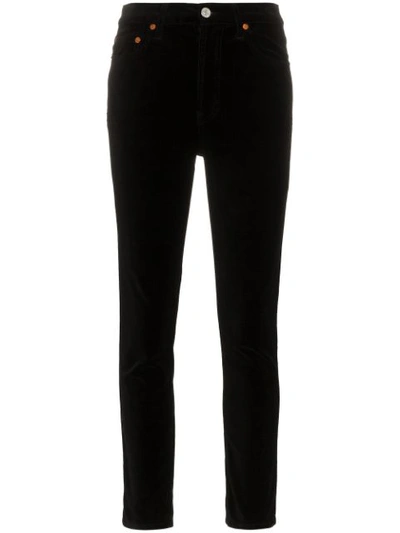 Shop Re/done Velvet Skinny Trousers In Black