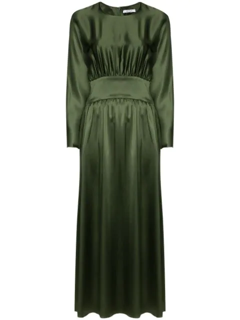 green silk maxi dress