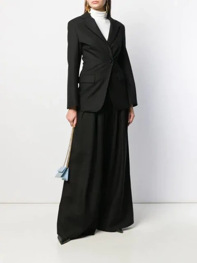 Shop Jacquemus Palazzo Linen Trousers In Black