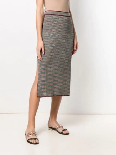 M MISSONI SHOT KNIT MIDI SKIRT - 灰色