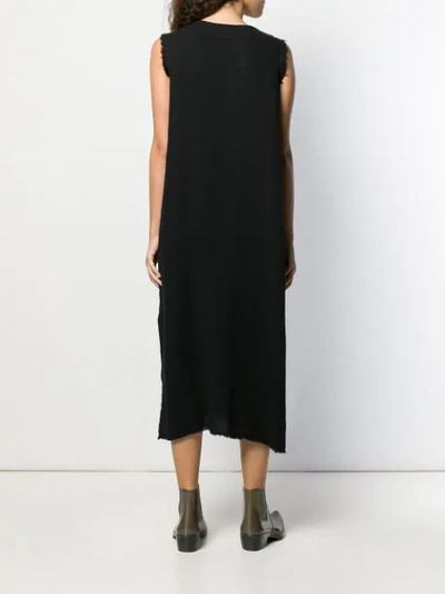 Shop Raquel Allegra Unfinished Hem Midi Dress In Black