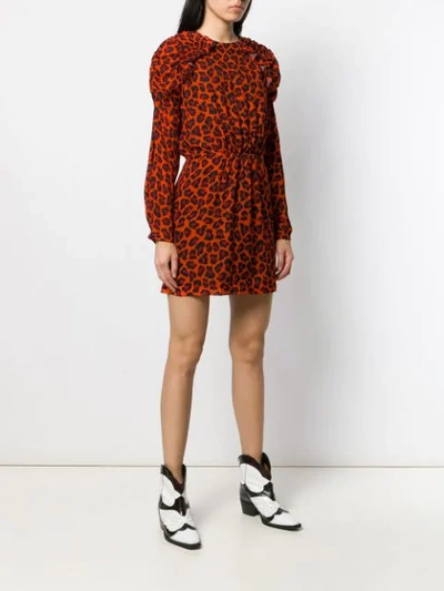 Shop Msgm Leopard-print Mini Dress In 10 Orange