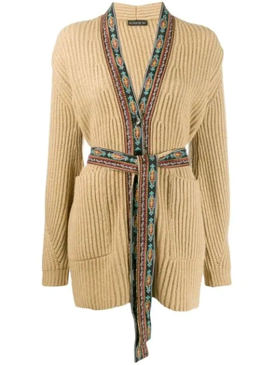 Shop Etro Ribbed Knit Cardigan In Neutrals