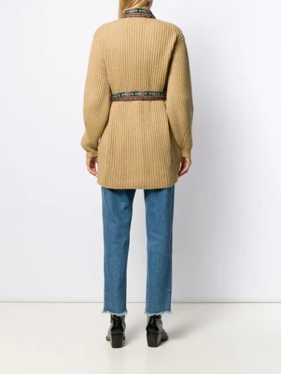 Shop Etro Ribbed Knit Cardigan In Neutrals