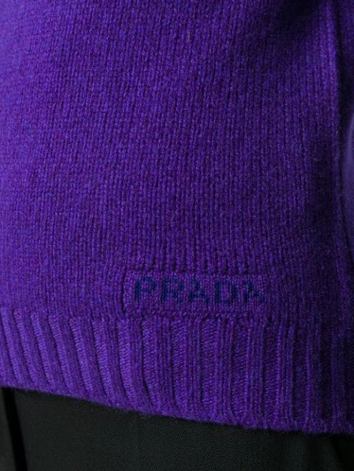 Shop Prada Embroidered Logo Jumper In Purple