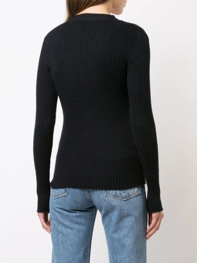 Shop Autumn Cashmere Rib Button Up Sweater - Blue
