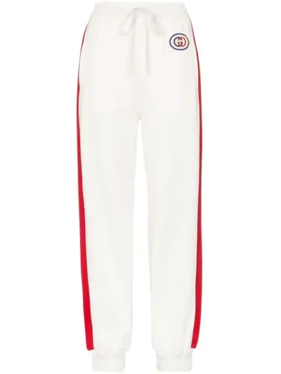 Shop Gucci Striped Track Pants In White