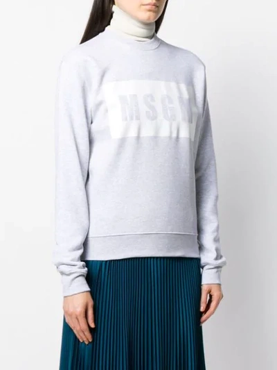 Shop Msgm Box Logo Print Sweater In Grey