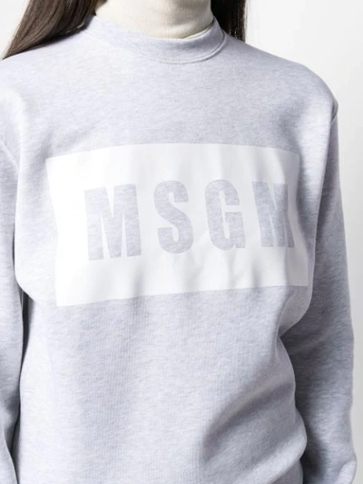 Shop Msgm Box Logo Print Sweater In Grey