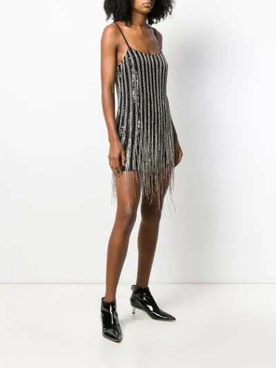 Shop Amen Fringed Mini Dress In Black