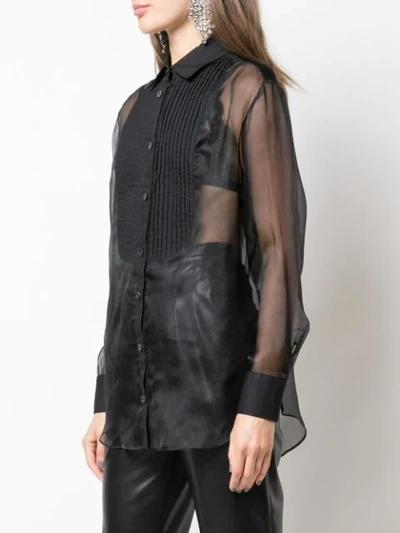 Shop Fleur Du Mal Pleated Bib Sheer Shirt In Black