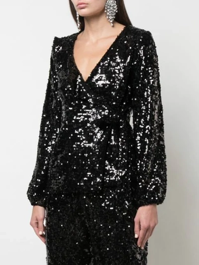 Shop Beau Souci Sequin V-neck Top In Black