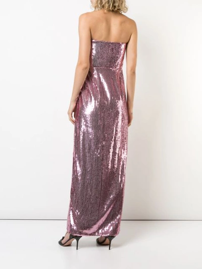 Shop Prabal Gurung Strapless Gathered Sequin Gown In Pink