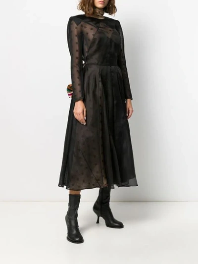Shop Fendi Double-layered Organza Dress In Black