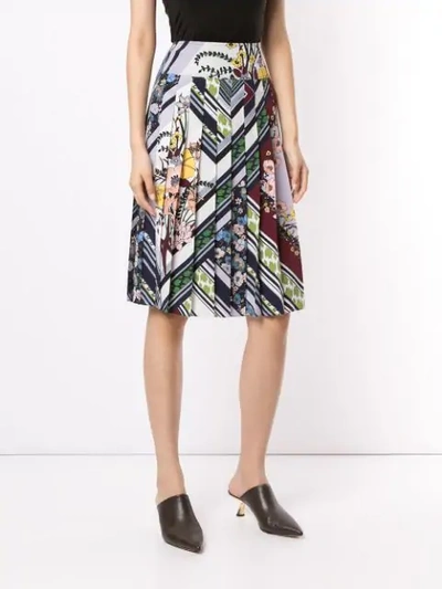 Shop Tory Burch Floral Print Pleated Skirt In Multicolour