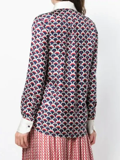 Shop Valentino Logo Scale Print Blouse In Blue