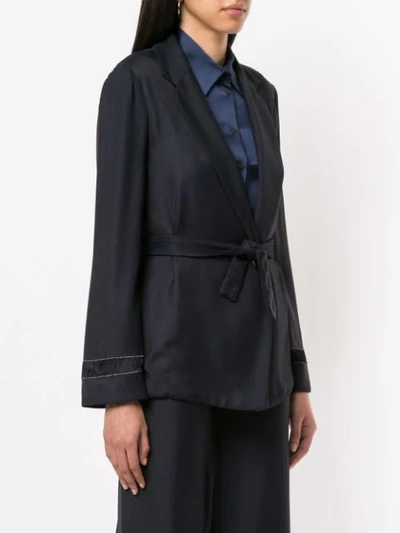 Shop Dion Lee Belted Wrap Blazer In Black