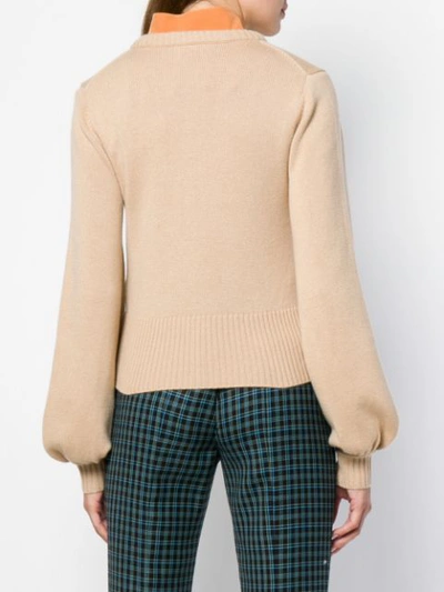 Shop Chloé Puff-sleeve Sweater - Neutrals