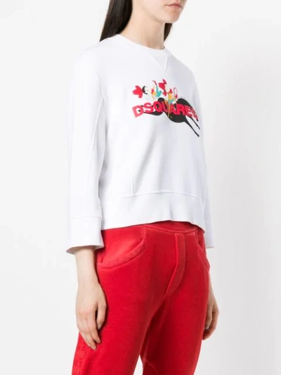 Shop Dsquared2 Cowboy Print Sweatshirt In White