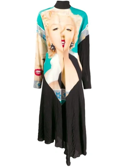Shop Loewe Marilyn Monroe Print Midi Dress In Black